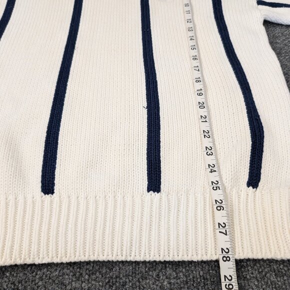 HAMPTON CUP Sweater By Nordstrom Men's L White Blue Striped Knit Preppy Nautical - Picture 12 of 12